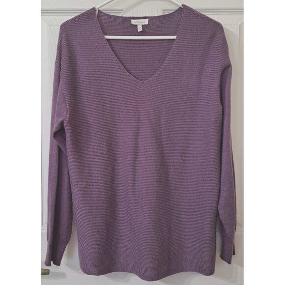 Ella Moss Women's M "Kayllan" Plum Long Sleeve V-Neck Sweater Cozy Lightweight - Picture 1 of 8